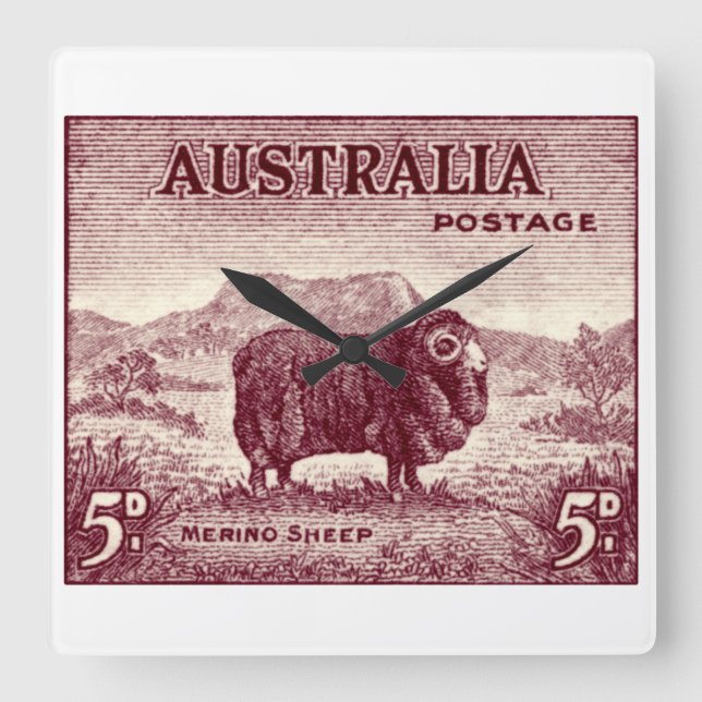 1934 Australian Merino Sheep Fyrkantig Klocka (Framsida)