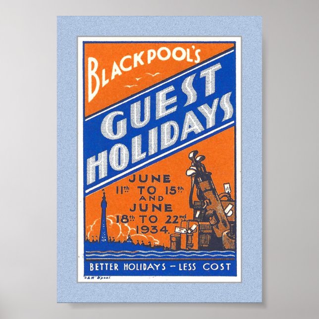 1934 BLACKPOOL UK POSTER FRIMÄRKE (Framsidan)
