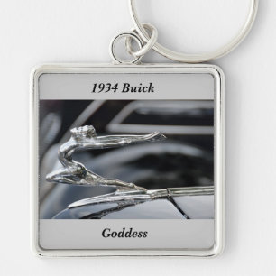 1934 Buick Goddess Huva Ornament Fyrkantig Silverfärgad Nyckelring