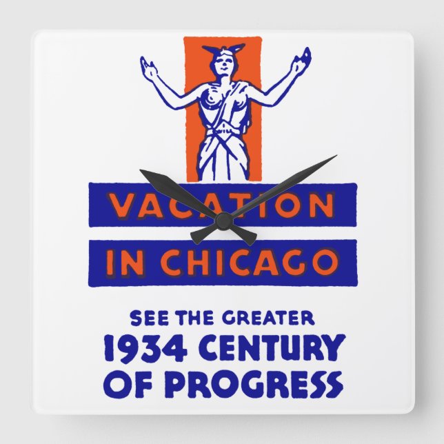 1934 Chicago Century of Progress Fyrkantig Klocka (Framsida)