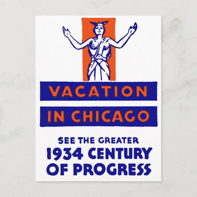 1934 Chicago Century of Progress Vykort (Framsida)