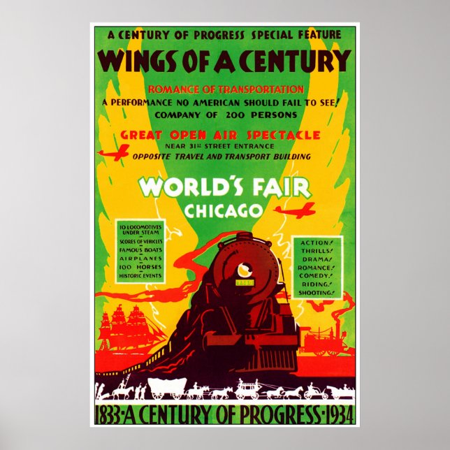 1934 Chicago Worlds Fair by Tåg Poster (Framsidan)