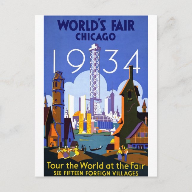 1934 Chicago World's Fair Vykort (Framsida)