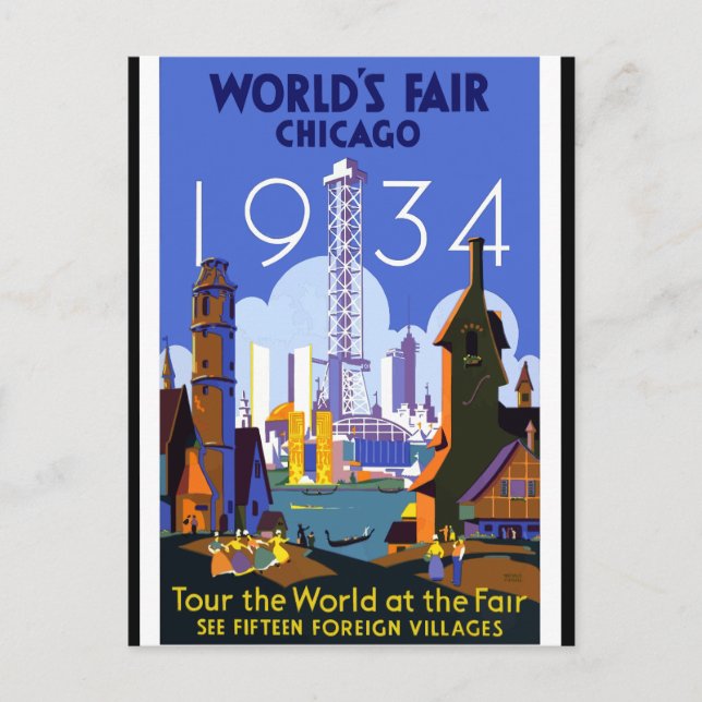 1934 Chicago World's fair Vykort (Framsida)
