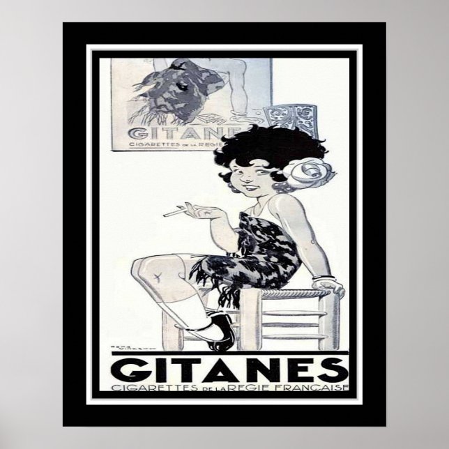 1934 Gitanes Fransk Cigarette Ad Poster (Framsidan)