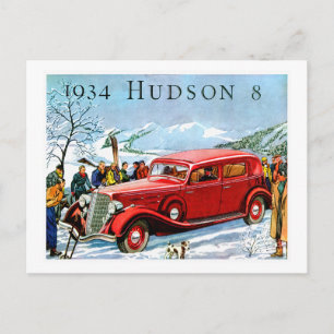 1934 Hudson 8 Vintage Automobile Advertisement Vykort