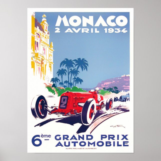 1934 Monaco Grand Prix vintage-tävla Poster (Framsidan)
