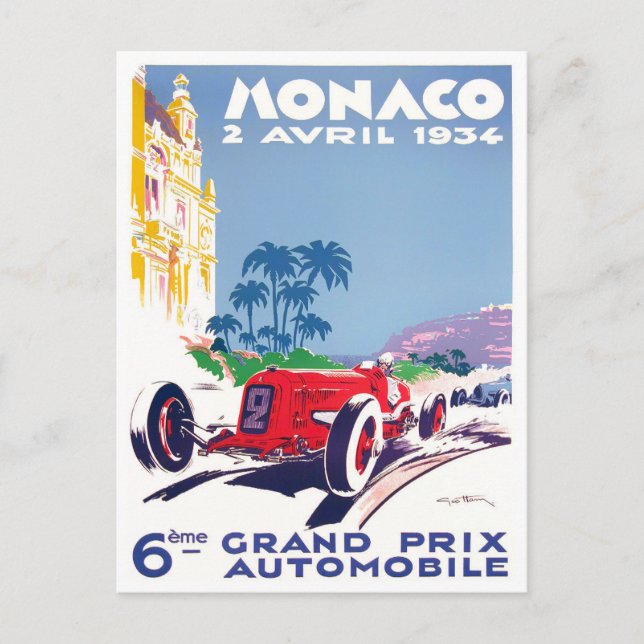 1934 Monaco-tävla för storprisutdelning (Prix vint Vykort (Framsida)