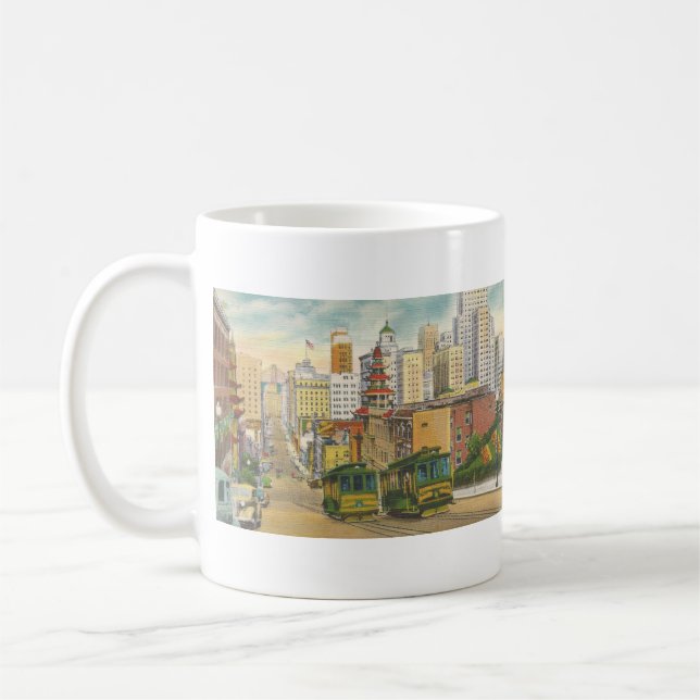 1934 San Francisco, CA linen vykort Kaffemugg (Vänster)