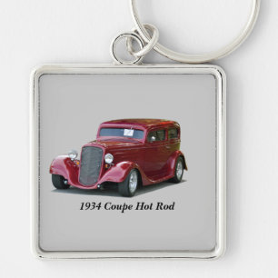 1934 skräddarsy Coupehot rod Fyrkantig Silverfärgad Nyckelring