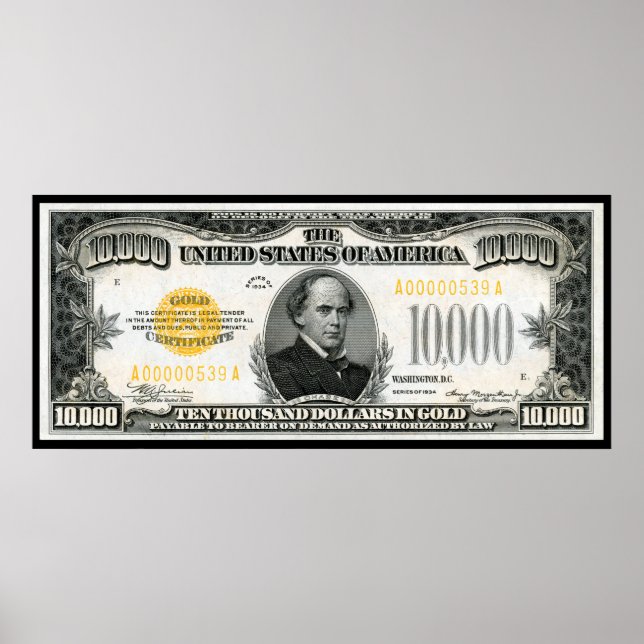 1934 TIO TUSAND DOLLAR BILL POSTER (Framsidan)