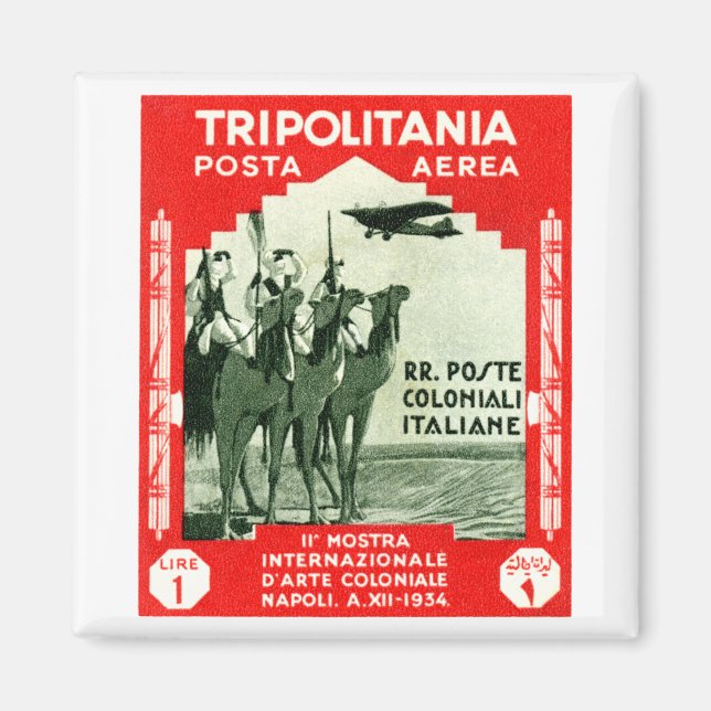 1934 Tripolitania 1 Lire frimärke Magnet (Framsidan)