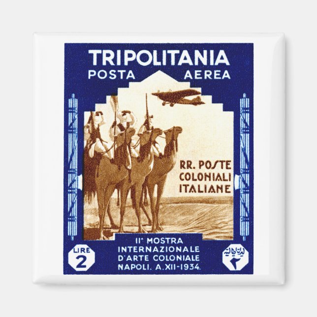 1934 Tripolitania 2 Lire frimärke Magnet (Framsidan)