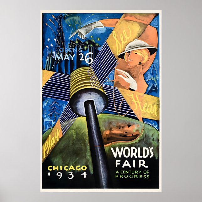 1934 World's Fair - Chicago Century of Progress Poster (Framsidan)