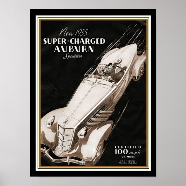 1935 Auburn Boat Svan Speedster Deco Poster (Framsidan)