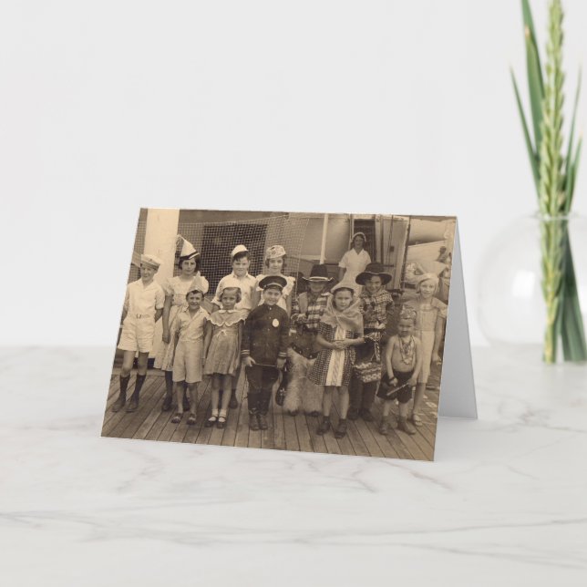 1935 barn ombord på kostymen party kort (Framsida)