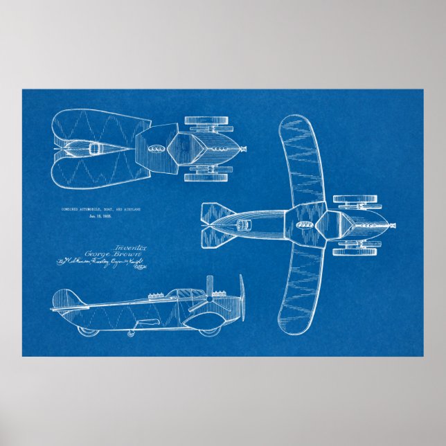1935 Flygplatspatent för flygplansflyg, Teckning S Poster (Framsidan)