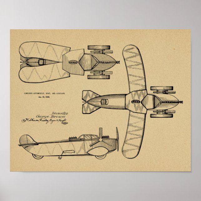 1935 Flygplatspatent för flygplansflyg, Teckning S Poster (Framsidan)