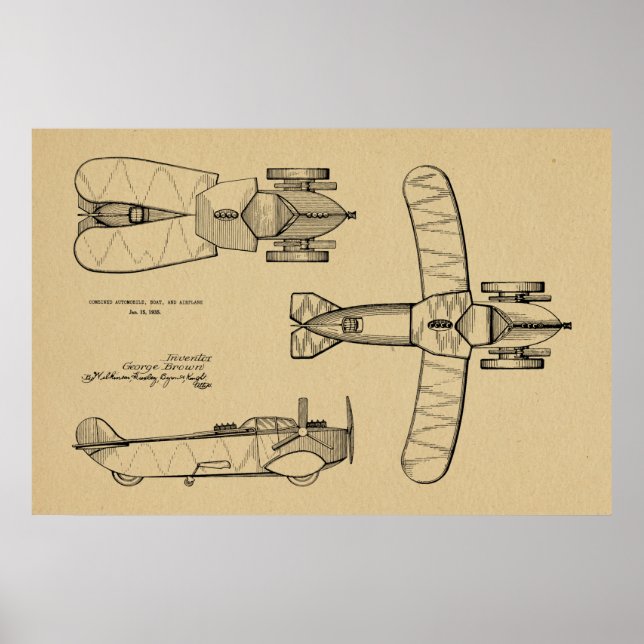 1935 Flygplatspatent för flygplansflyg, Teckning S Poster (Framsidan)