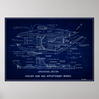 1935 HÖGRE DAM BLUEPRINT POSTER