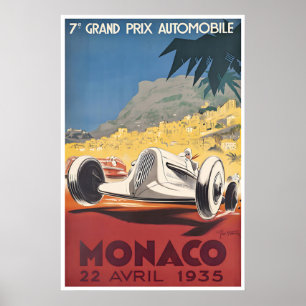 1935 Monaco konst race bil affisch Franska Riviera
