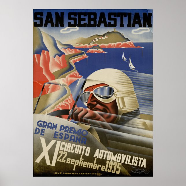 1935 San Sebastian Gran Premio Poster (Framsidan)