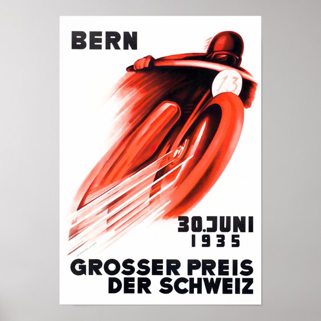 1935 tävla för motorcykel i Bern - Grand Prix-vint Poster (Framsidan)