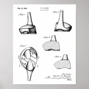 1935 Teckning-utskrift av Golf-Klubb-patent Poster