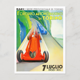 1935 Turin Grand Prix tävla vintage Vykort