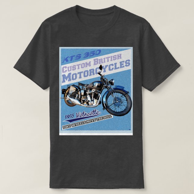 1935 Velocette British MotorCycles T Shirt (Design framsida)
