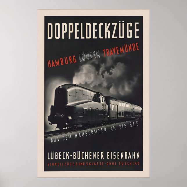 193637 German Railways Travel Poster Double deck (Framsidan)