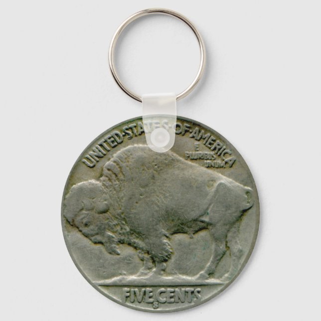 1936 Amerikanska nyckelkedjan "Buffalo" nickel sva Nyckelring (Framsida)