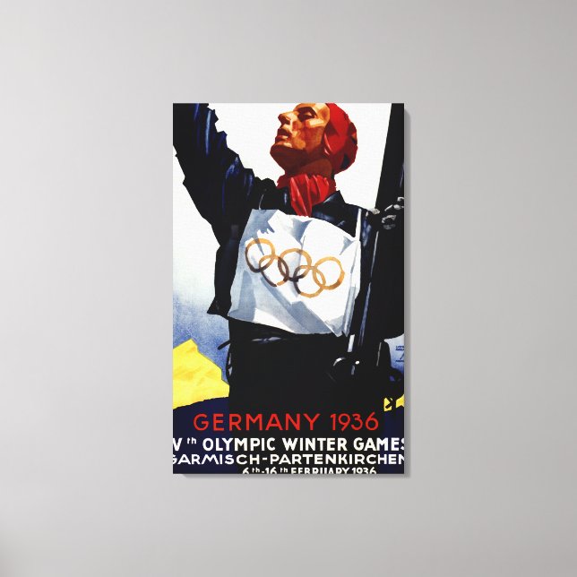 1936 års reklam för Olympiska vinterspelen Poster Canvastryck (Framsida)
