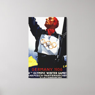 1936 års reklam för Olympiska vinterspelen Poster Canvastryck