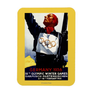 1936 års reklam för Olympiska vinterspelen Poster Magnet