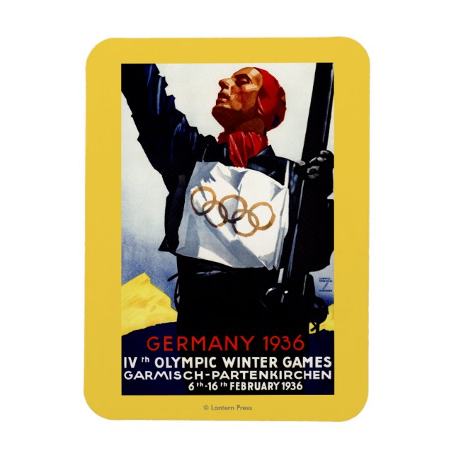 1936 års reklam för Olympiska vinterspelen Poster Magnet (Vertikal)