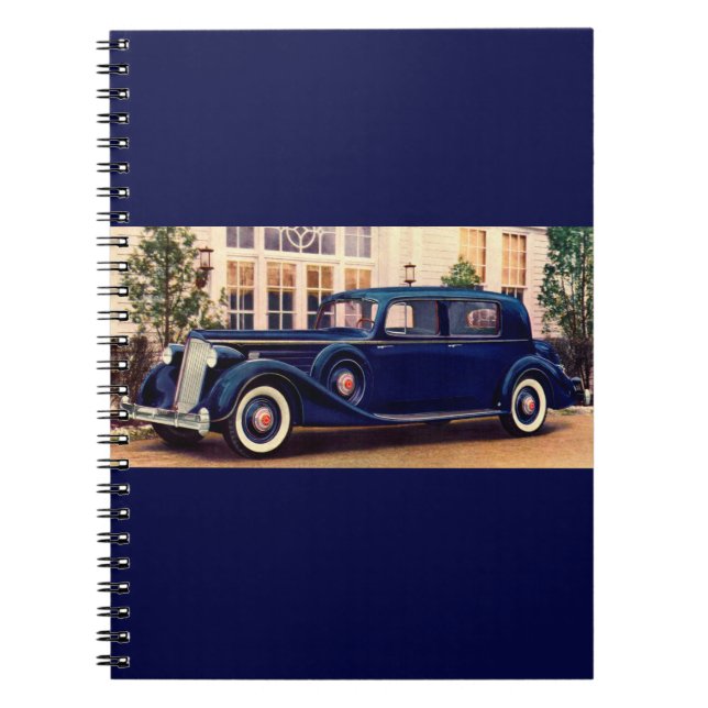 1936 blå packard anteckningsbok med spiral (Framsidan)
