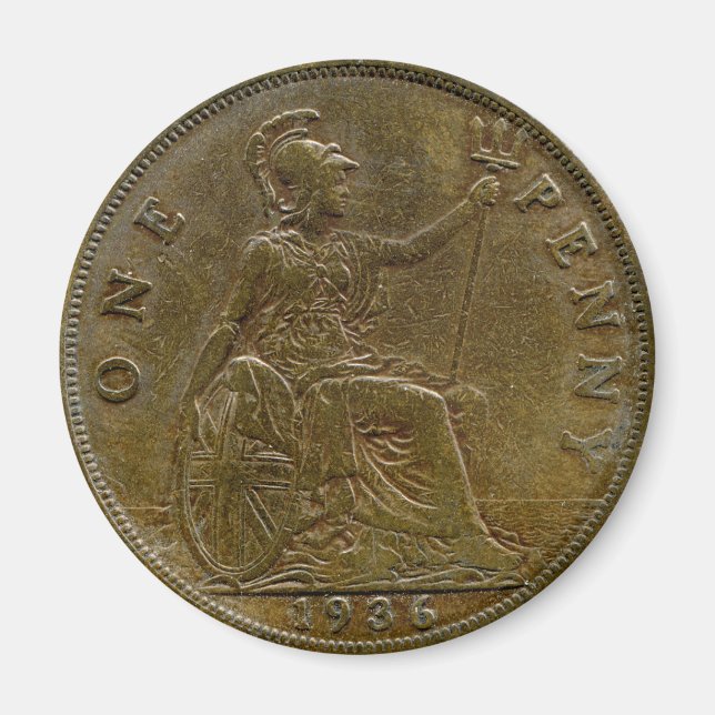 1936 Brittisk penny-magnet Magnet (Framsidan)