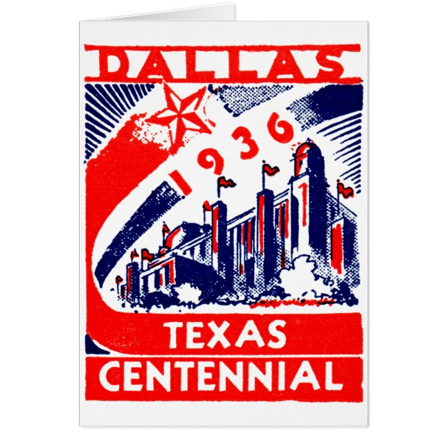 1936 Dallas Texas Centennial Hälsningskort (Framsidan)