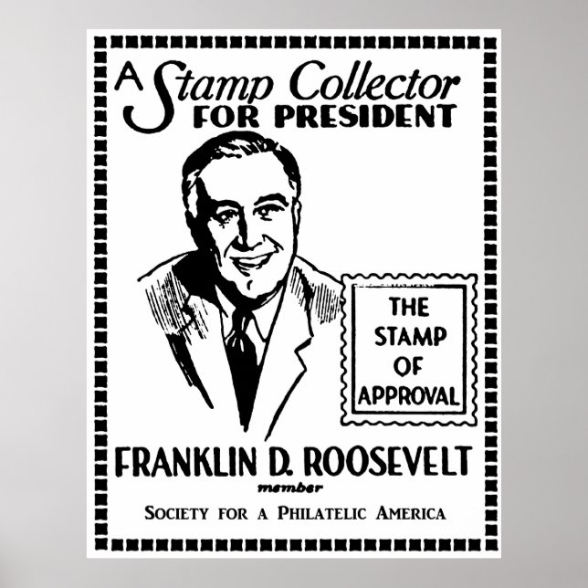 1936 Frimärke Collector FDR för president Poster (Framsidan)