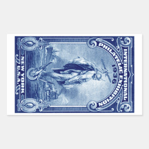 1936 Internationell Philatelic Expo New York Rektangulärt Klistermärke