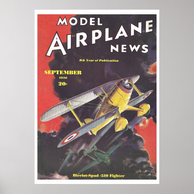 1936 MAGAZIN: MODEL AIRPLANE NEWS POSTER (Framsidan)