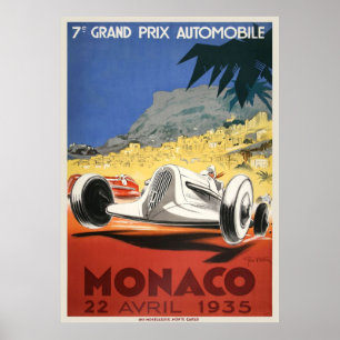 1936 Monaco Grand Prix Vintage affisch