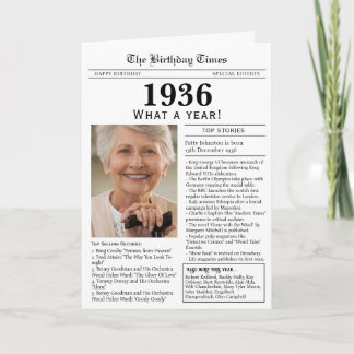 1936 Newspaper Birthday card 90th birthday Kort