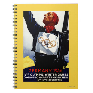 1936 olympiska affisch för vinterlekannonsering anteckningsbok