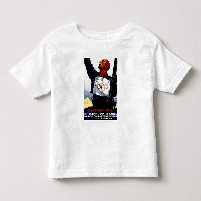 1936 olympiska affisch för vinterlekannonsering tee shirt (Framsida)