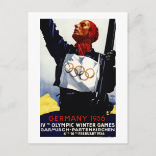 1936 olympiska affisch för vinterlekannonsering vykort