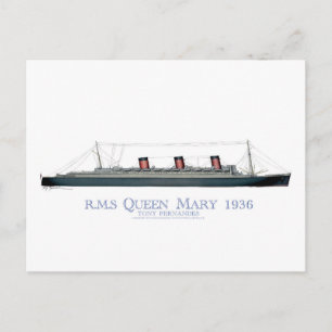 1936 Queen Mary 1 Vykort