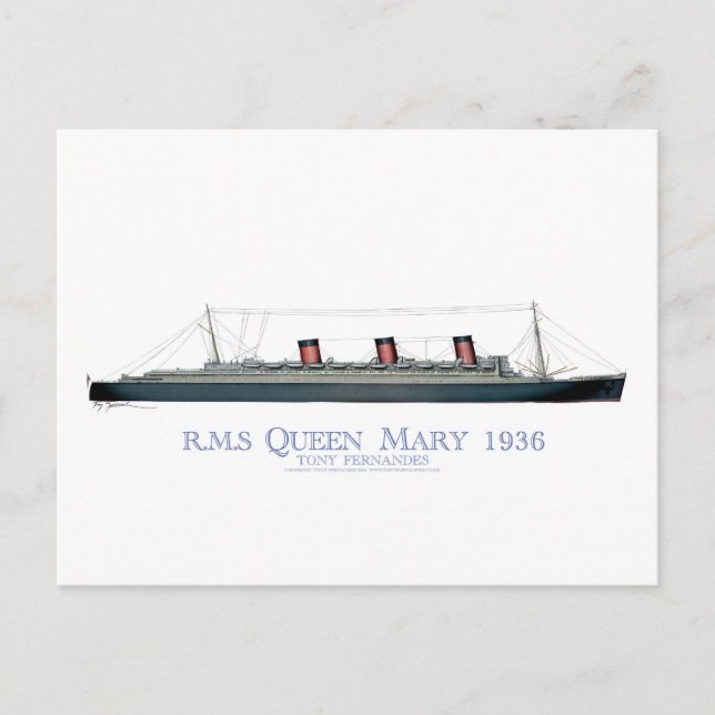 1936 Queen Mary 1 Vykort (Framsida)