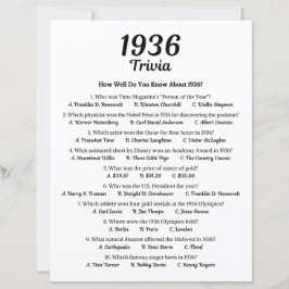 1936 Trivia-spel | 89:e Födelsedagsfestens spel